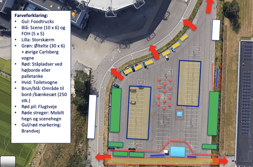 Oversigt over Store Fanzone ved Brøndby Stadion.