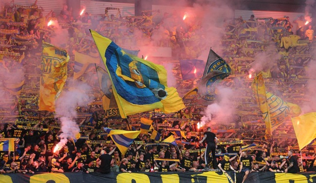 Brøndby-fans før derbyet imod fck den 1. september 2024.